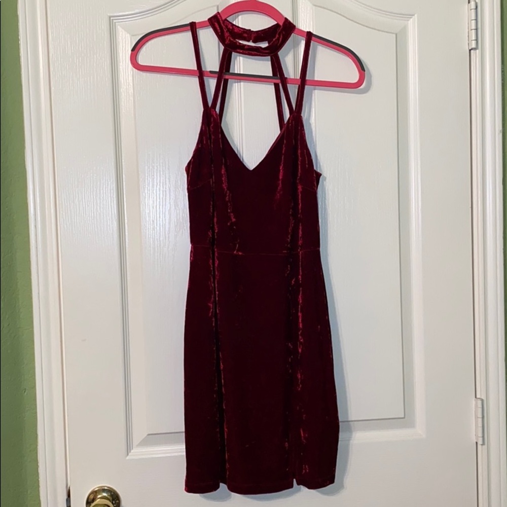 Red suede mini dress
